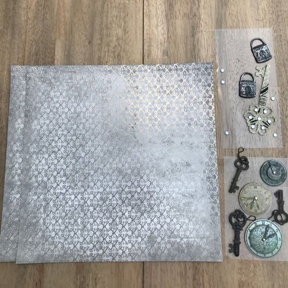 Lock & Key Scrapbook Paper 12x12 & Stickers - Picture 1 of 1
